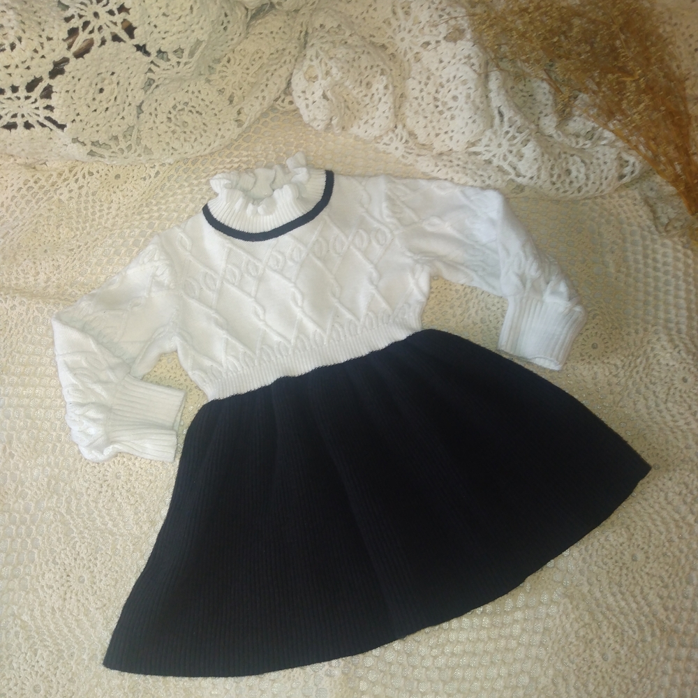Janie and Jack White and Black Knit Outfit